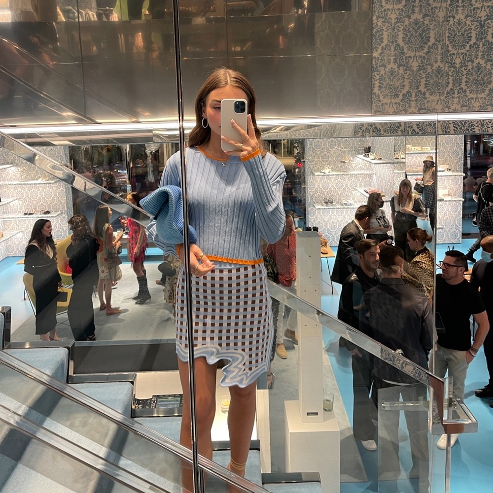 PH5 | Blue Checkered Nova Wavy Mini Skirt